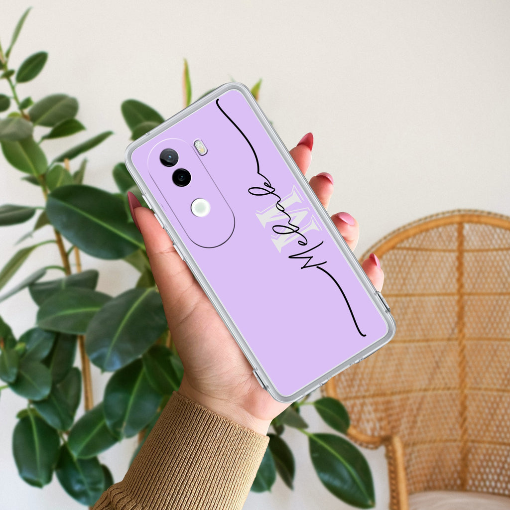 Personalized Initials Lavender Anti Yellow Case For Vivo V40e 5G