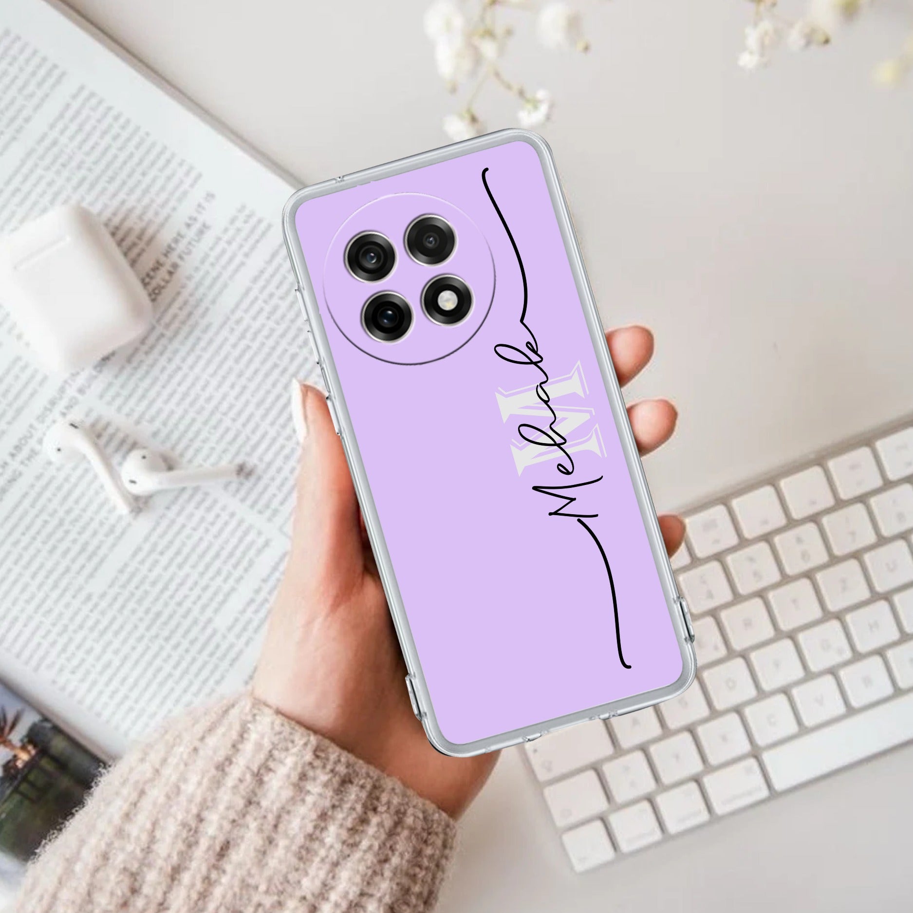 Personalized Initials Lavender Anti Yellow Case For OnePlus 13R 5G