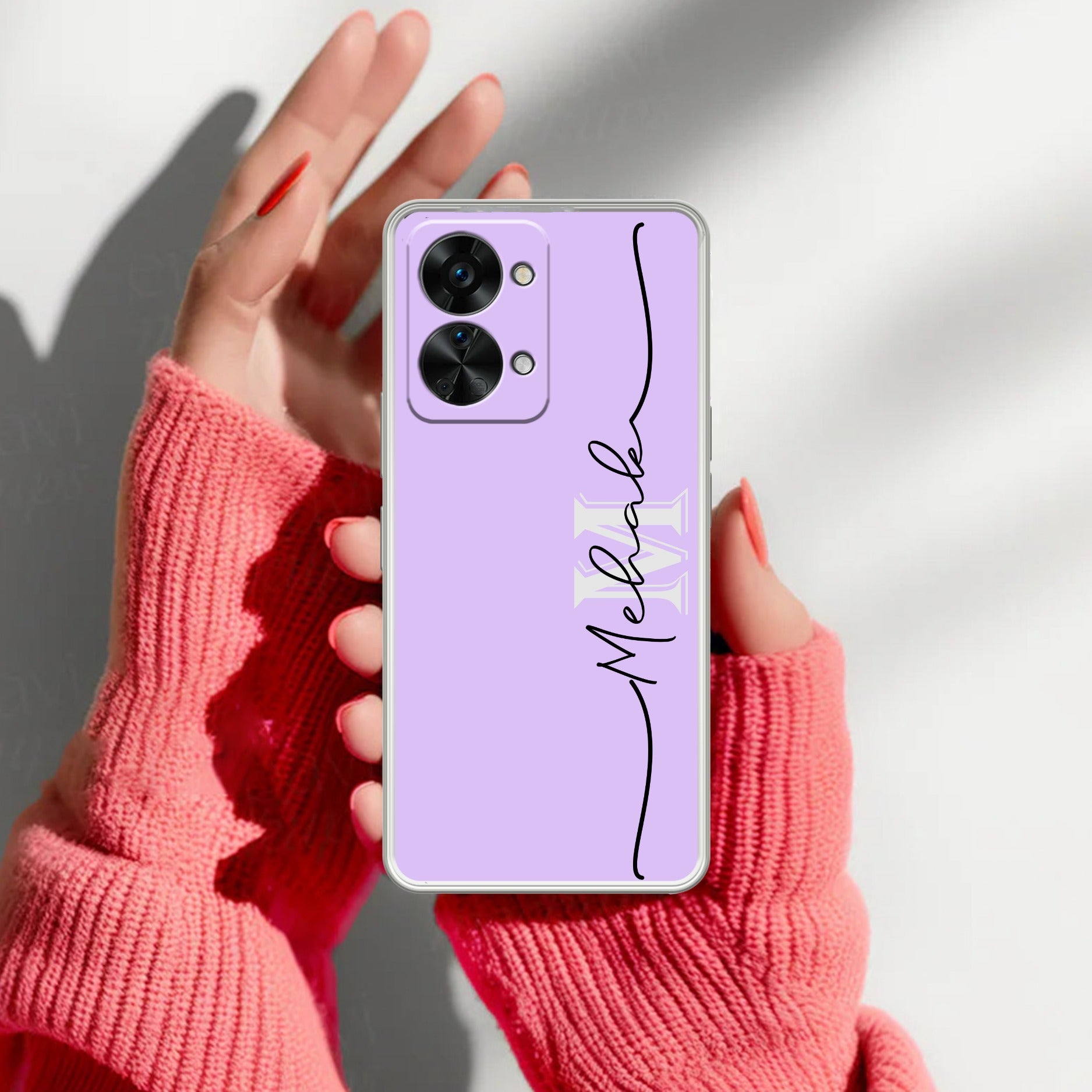 Personalized Initials Lavender Anti Yellow Case For OnePlus Nord 2T 5G