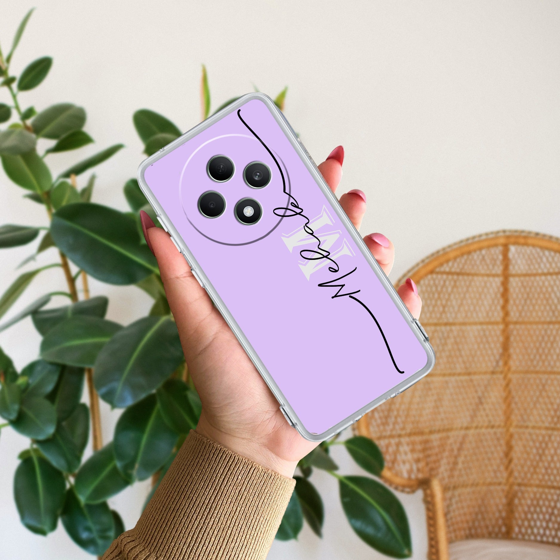 Personalized Initials Lavender Anti Yellow Case For Oppo F27 5G