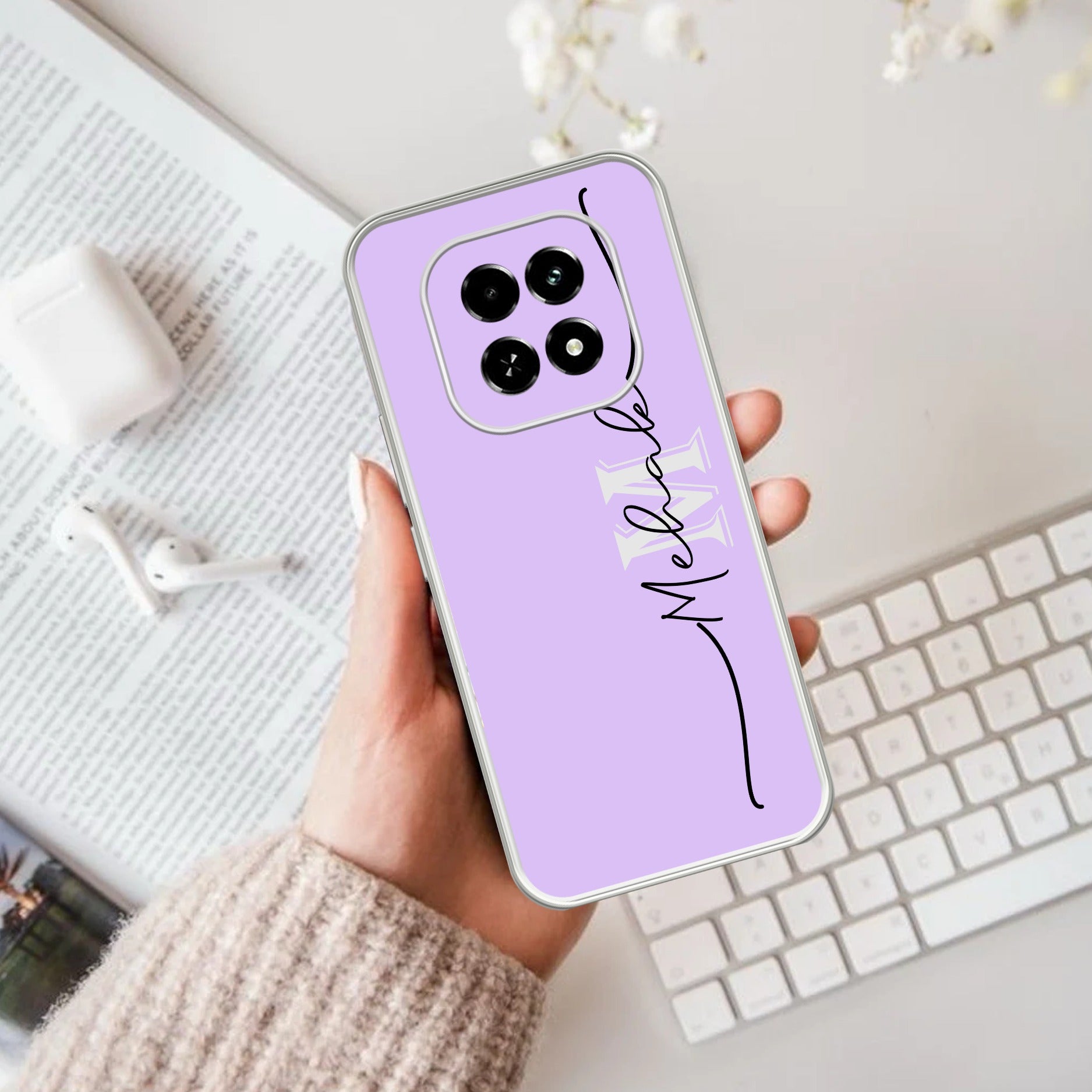 Personalized Initials Lavender Silicon Case For Oppo F29 5G