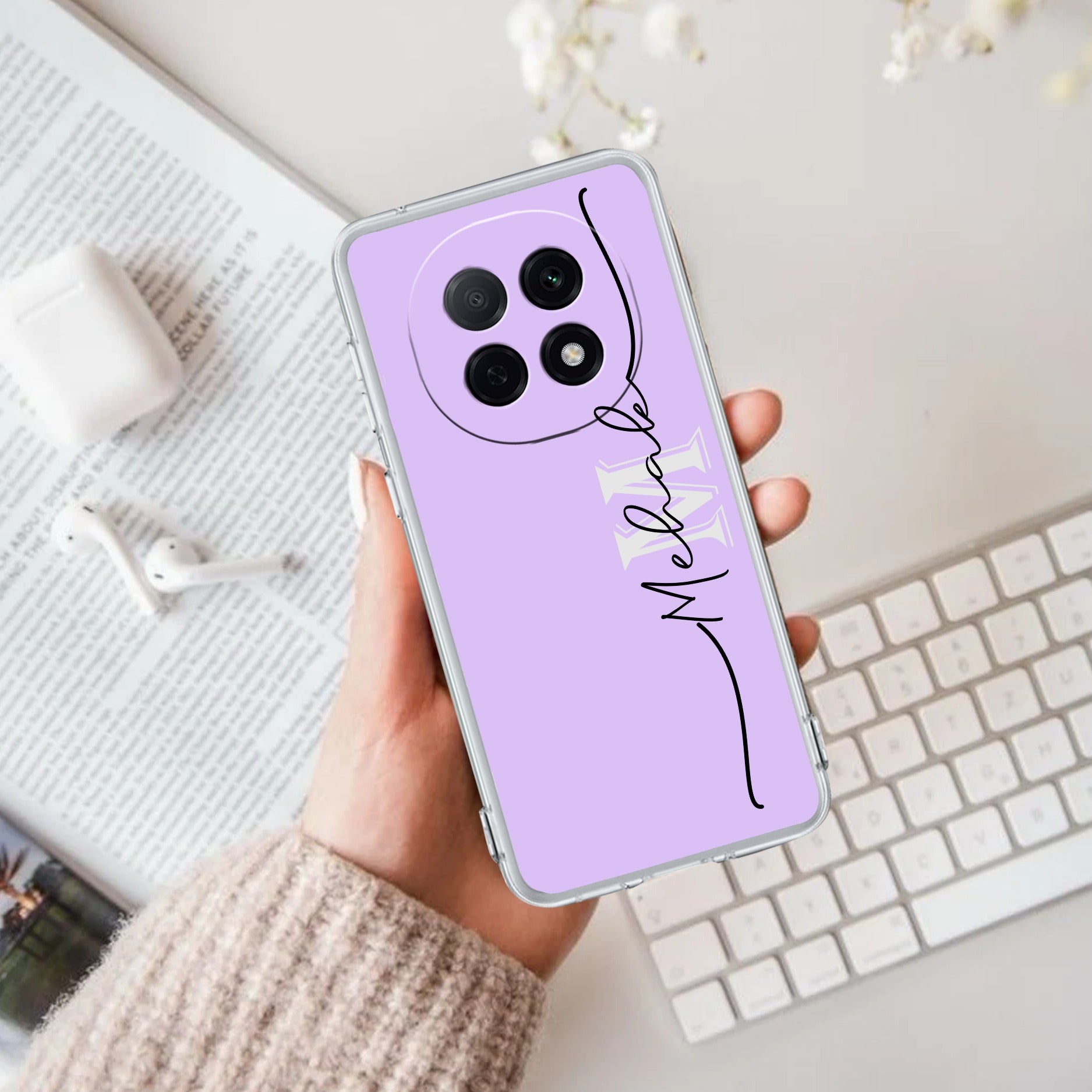 Personalized Initials Lavender Anti Yellow Case For Oppo F29 Pro 5G