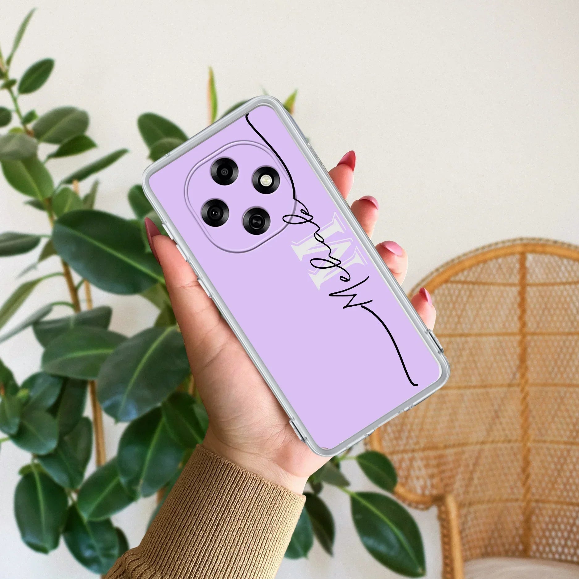 Personalized Initials Lavender Anti Yellow Case For Oppo F31 Pro 5G
