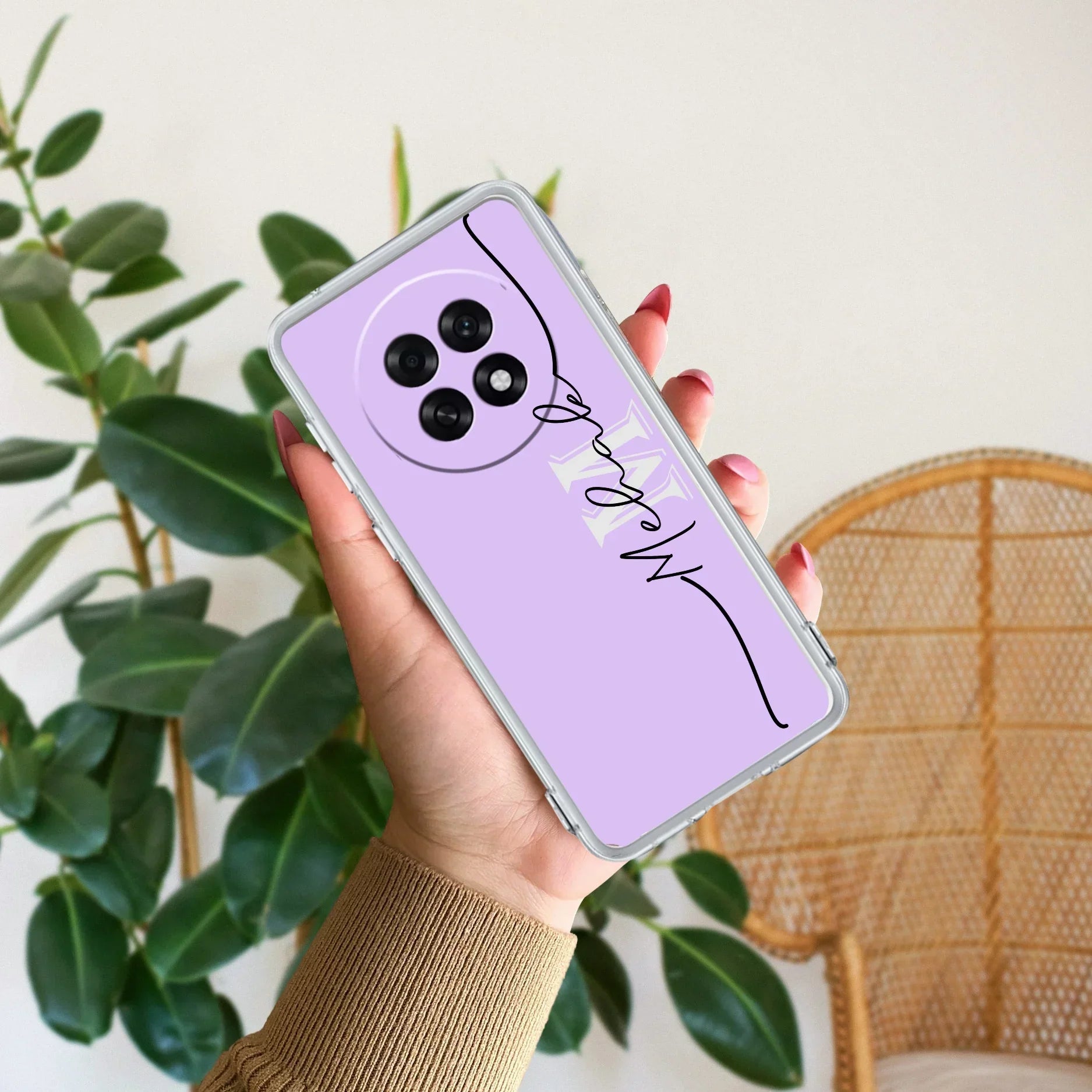 Personalized Initials Lavender Anti Yellow Case For Oppo F31 Pro Plus 5G