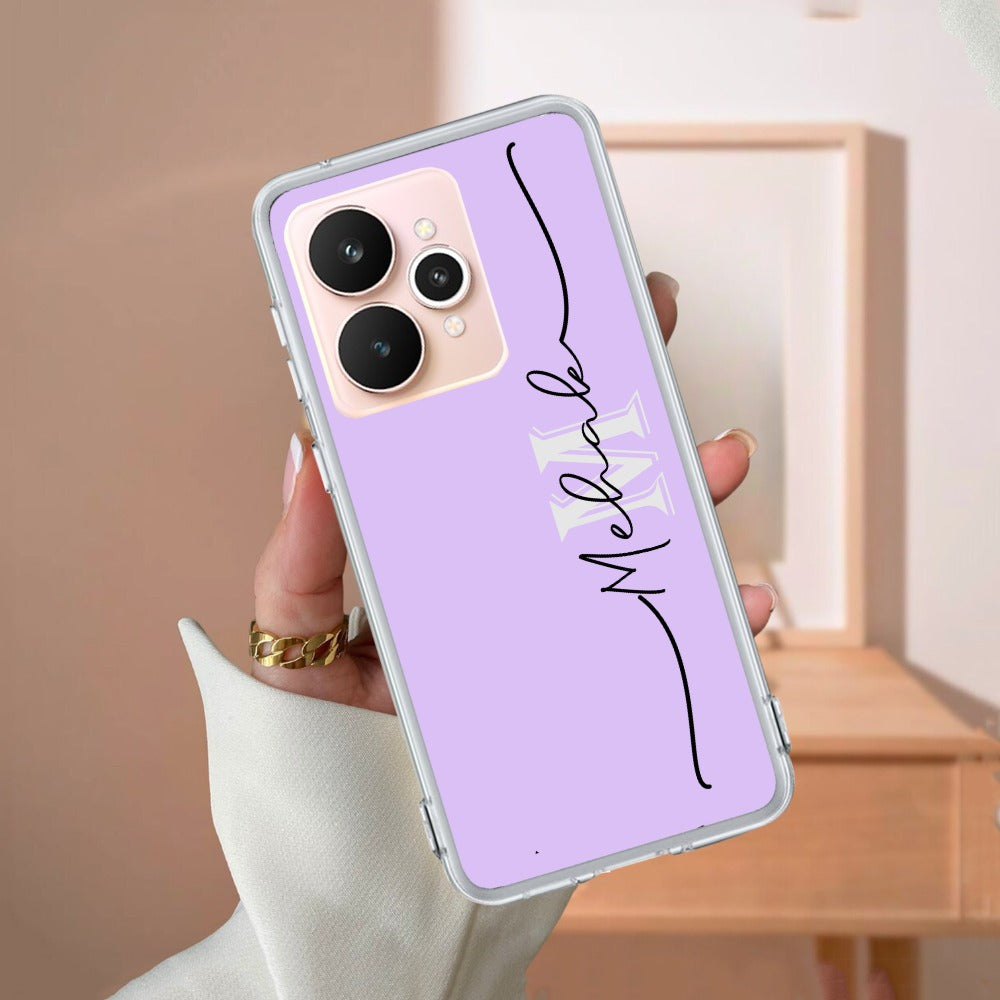 Personalized Initials Lavender Silicon Case For Realme/Narzo