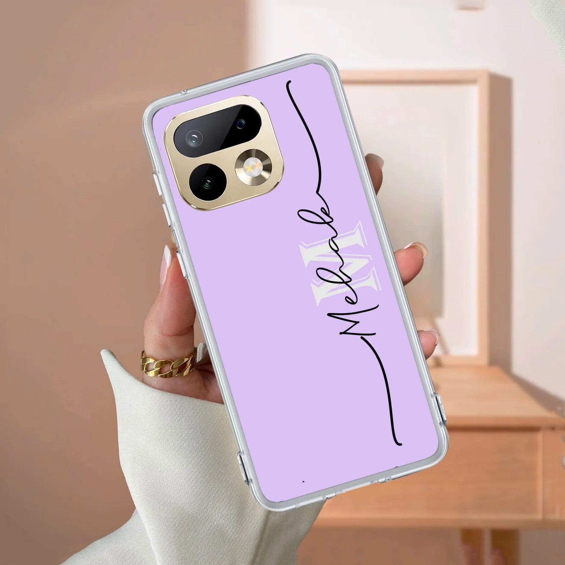Personalized Initials Lavender Silicon Case For Realme GT 7 5G