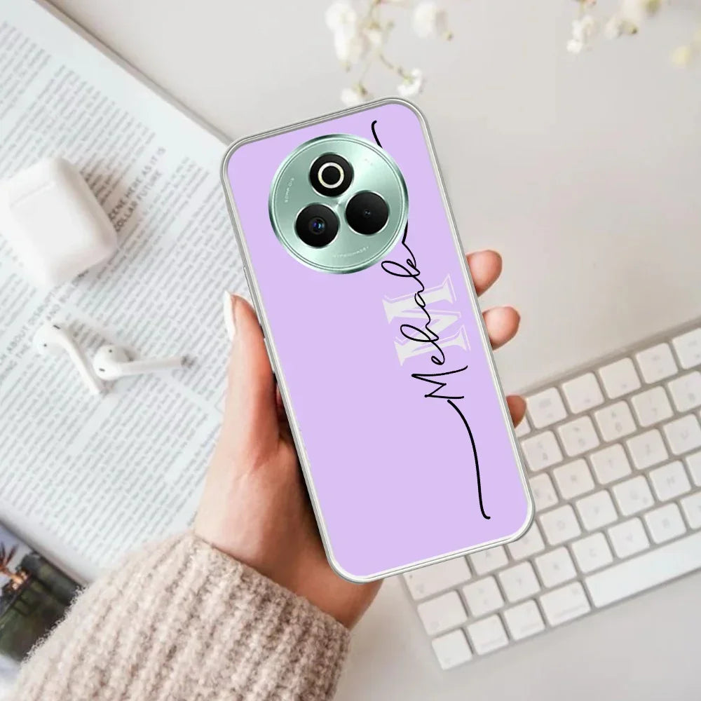 Personalized Initials Lavender Silicon Case For Realme 12X 5G