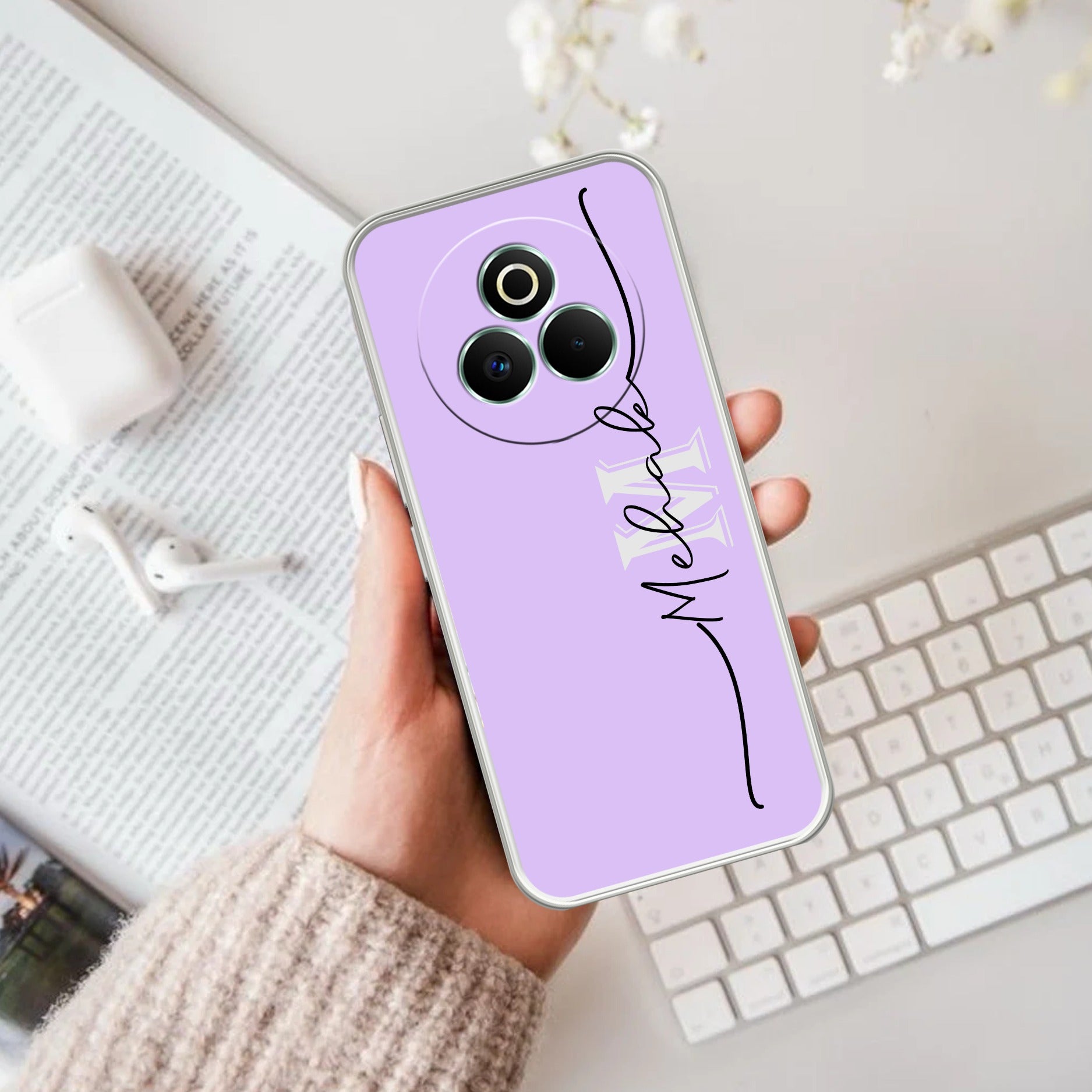 Personalized Initials Lavender Anti Yellow Case For Realme P3 Pro 5G