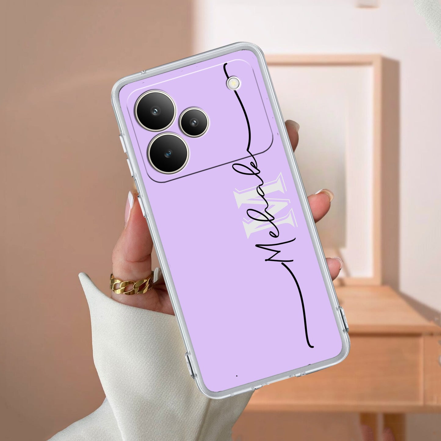 Personalized Initials Lavender Silicon Case For Realme/Narzo