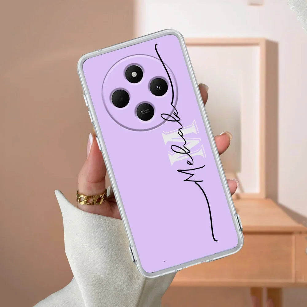 Personalized Initials Lavender Silicon Case For Redmi 14C 5G