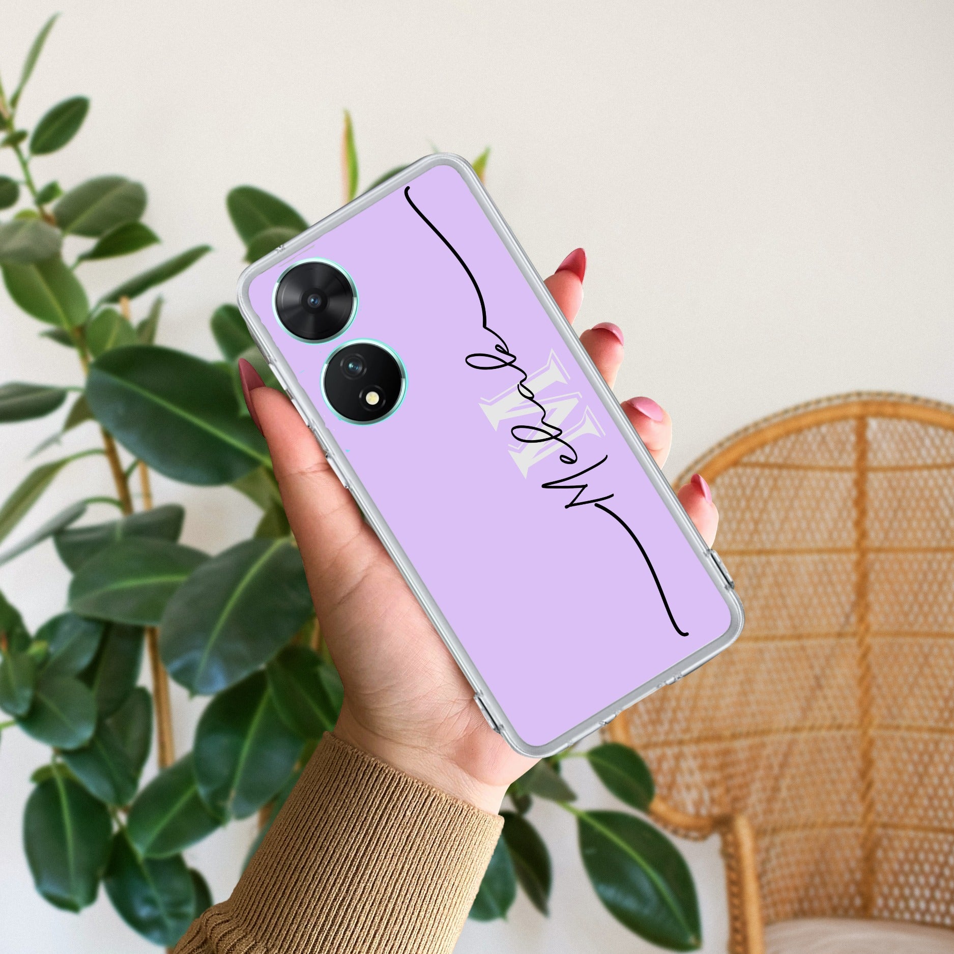 Personalized Initials Lavender Silicon Case For Vivo T2 5G