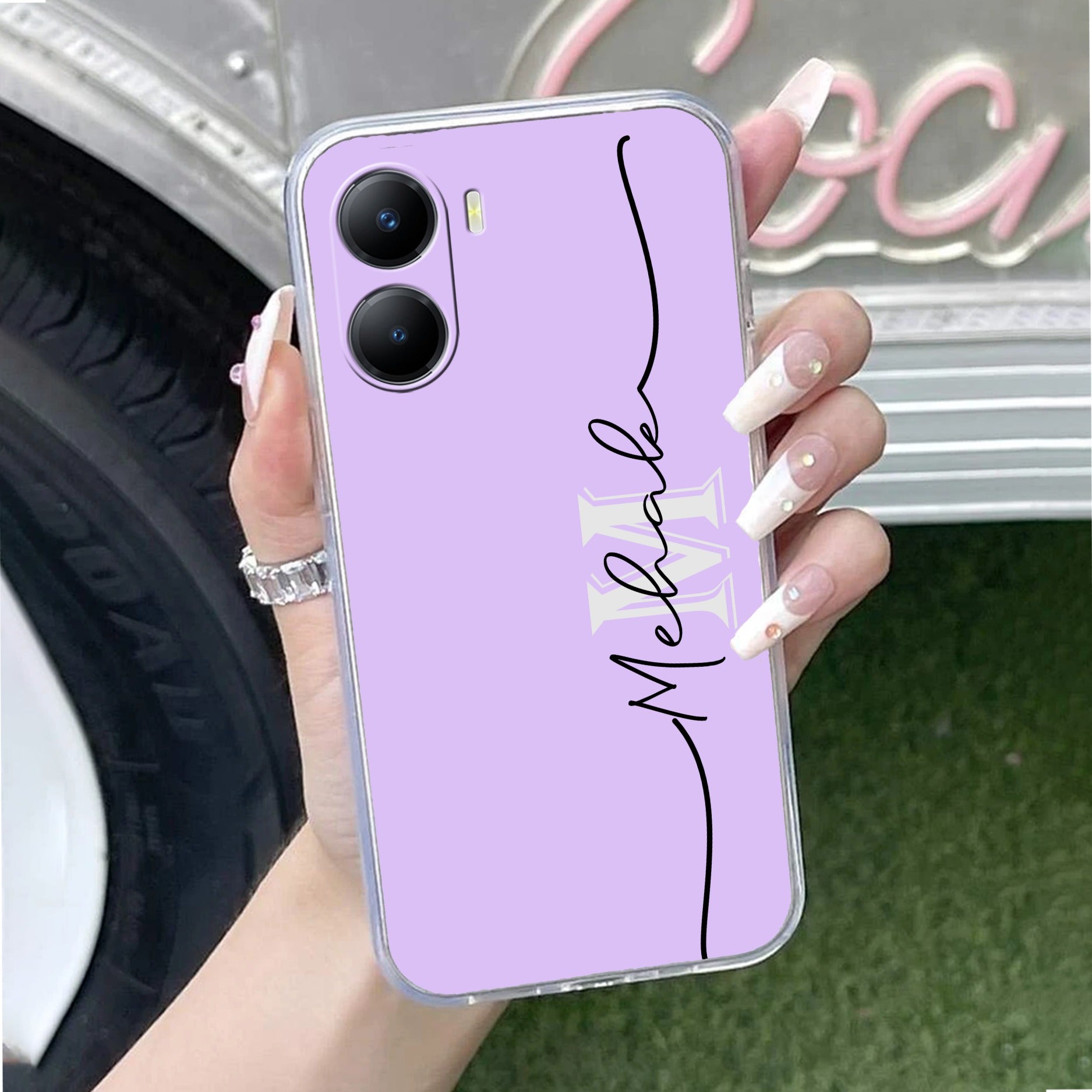 Personalized Initials Lavender Silicon Case For Vivo Y21 / Vivo Y21A / Vivo Y21E /Vivo Y21S/ Vivo Y21T