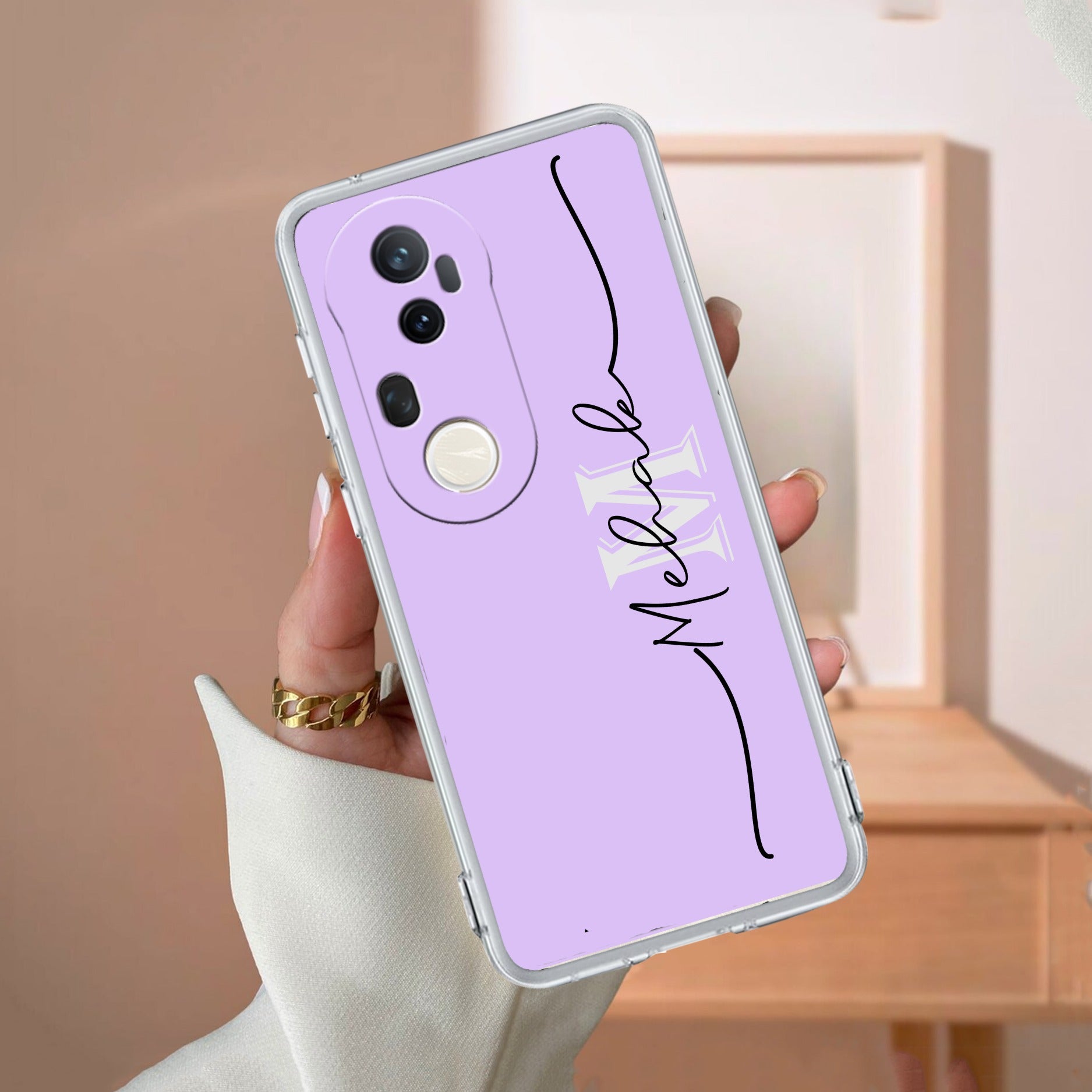 Personalized Initials Lavender Silicon Case For Vivo