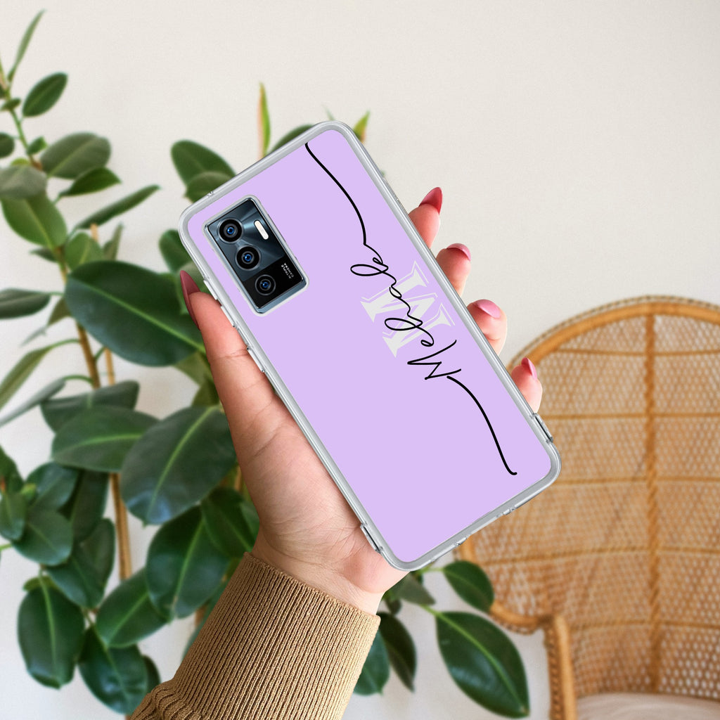 Personalized Initials Lavender Anti Yellow Case For Vivo Y75 4G