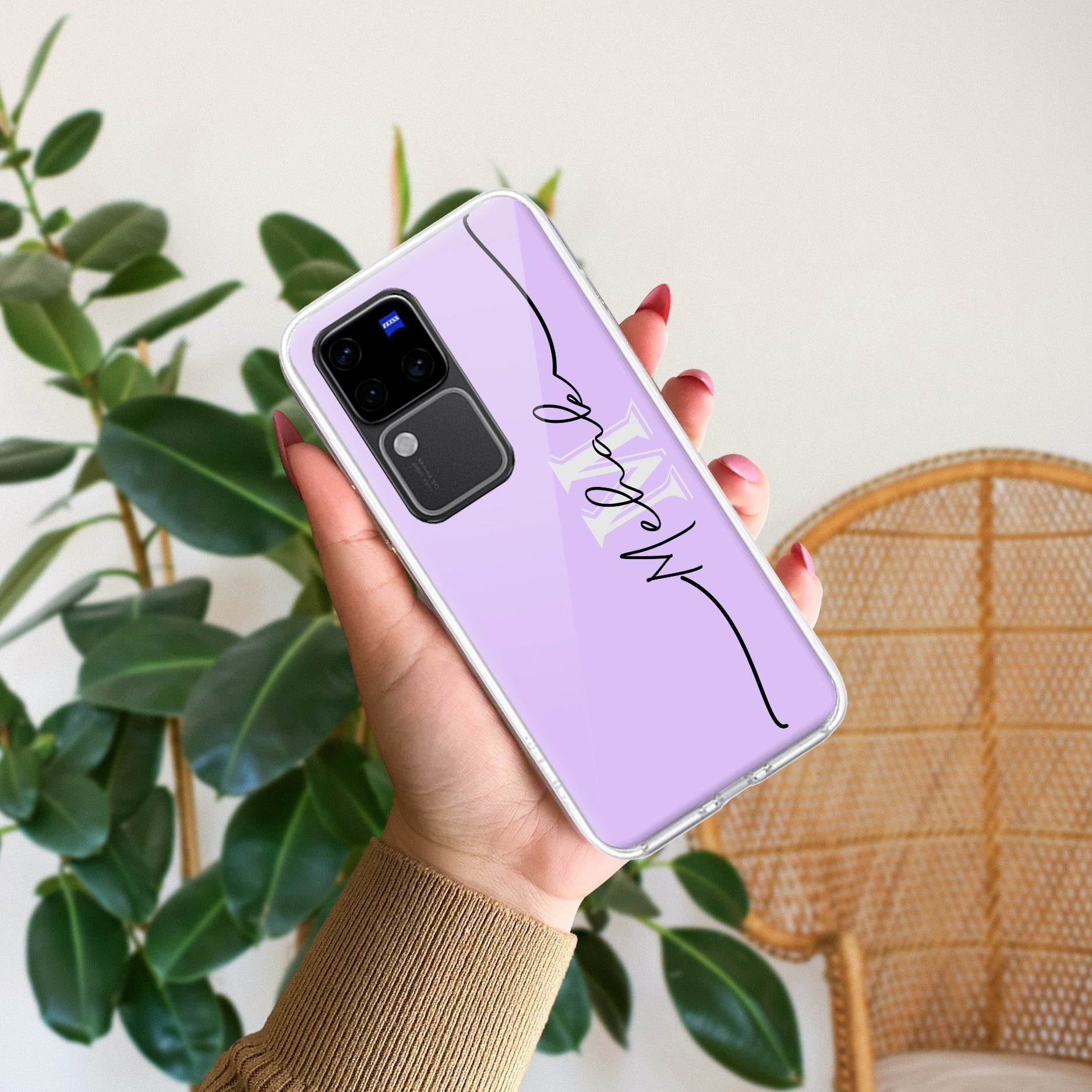 Personalized Initials Lavender Silicon Case For Vivo V30 Pro 5G