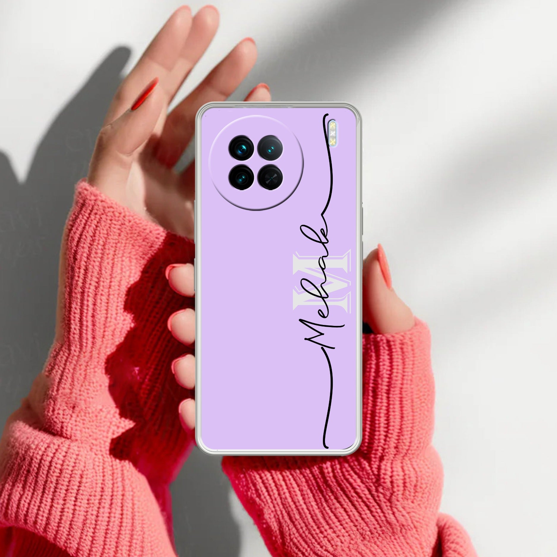 Personalized Initials Lavender Silicon Case For Vivo X90 Pro 5G
