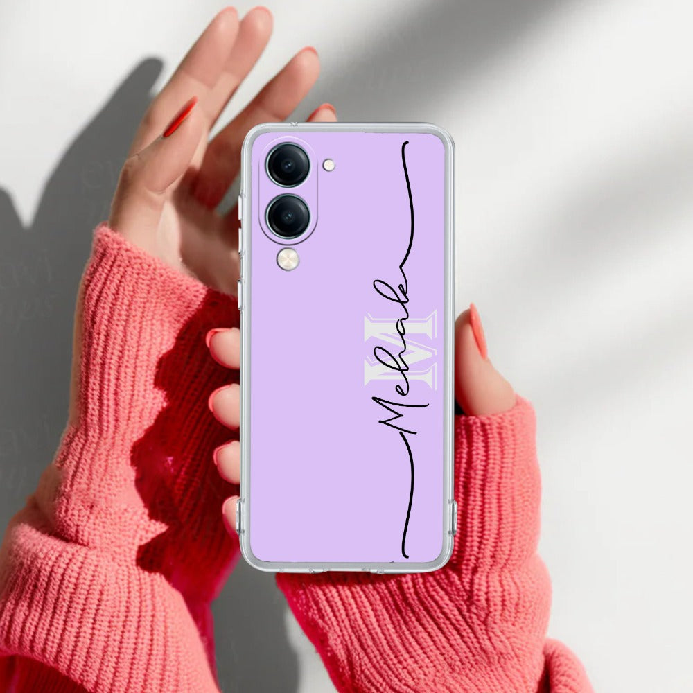 Personalized Initials Lavender Silicon Case For iQOO