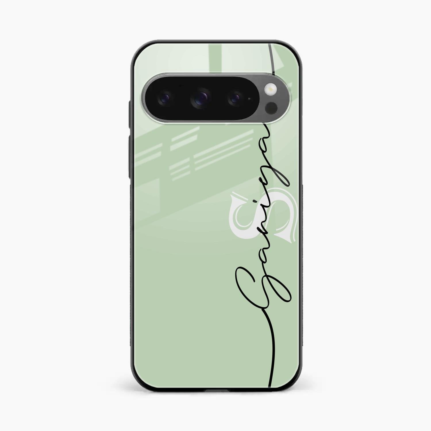 Personalized Initials Mint Green Glossy Metal Case Cover For Google Pixel 10 Pro XL