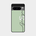 Personalized Initials Mint Green Glossy Metal Case Cover For Google Pixel 8 Pro 5G