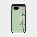 Personalized Initials Mint Green Glossy Metal Case Cover For Google Pixel 8A 5G
