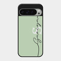 Personalized Initials Mint Green Glossy Metal Case Cover For Google Pixel 9 Pro Xl