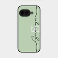 Personalized Initials Mint Green Glossy Metal Case Cover For Google Pixel 9A 5G