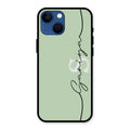 Personalized Initials Mint Green Glossy Metal Case Cover For iPhone 13 mini