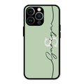 Personalized Initials Mint Green Glossy Metal Case Cover For iPhone 13 Pro Max