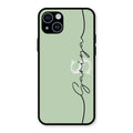Personalized Initials Mint Green Glossy Metal Case Cover For iPhone 14