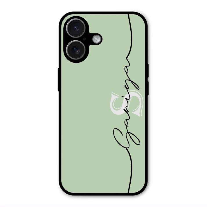 Personalized Initials Mint Green Glossy Metal Case Cover For iPhone 17