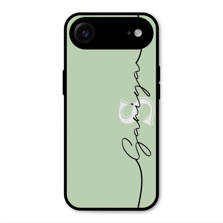 Personalized Initials Mint Green Glossy Metal Case Cover For iPhone Air