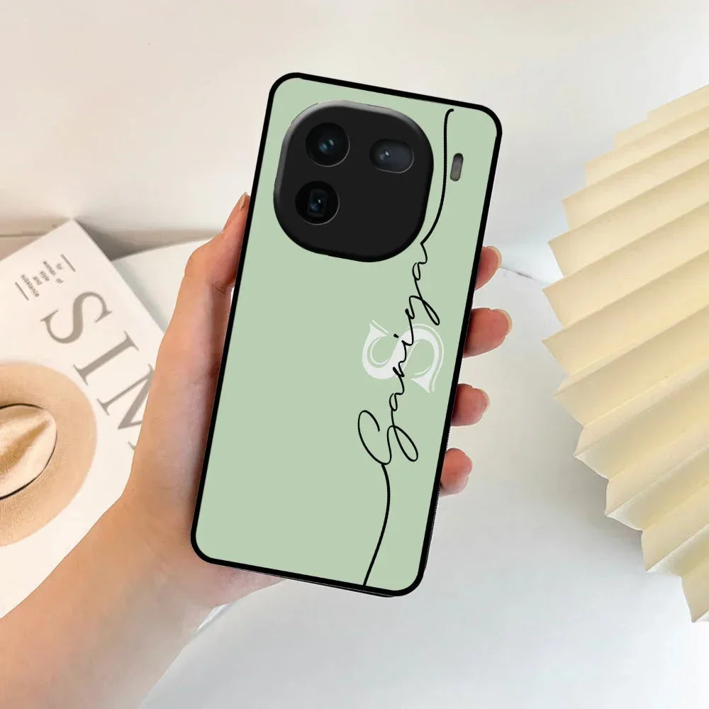 Personalized Initials Mint Green Glossy Metal Case Cover For Vivo - ShopOnCliQ
