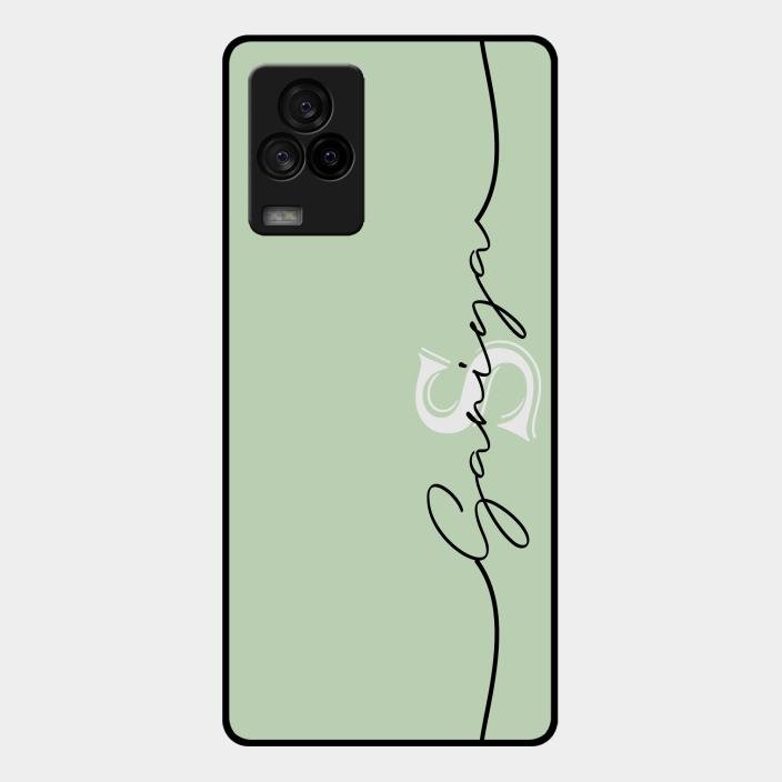 Personalized Initials Mint Green Glossy Metal Case Cover For Iqoo 7 Legend 5G