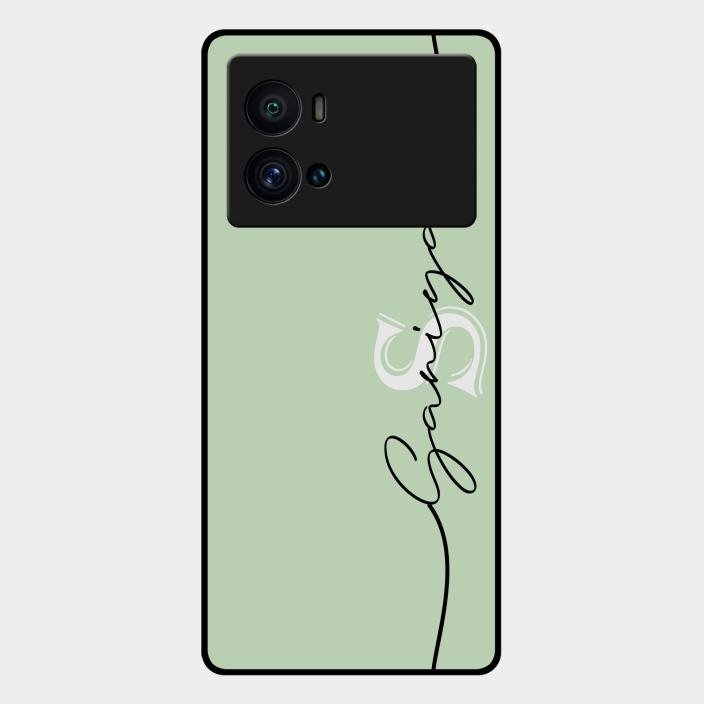 Personalized Initials Mint Green Glossy Metal Case Cover For Iqoo 9 Pro 5G