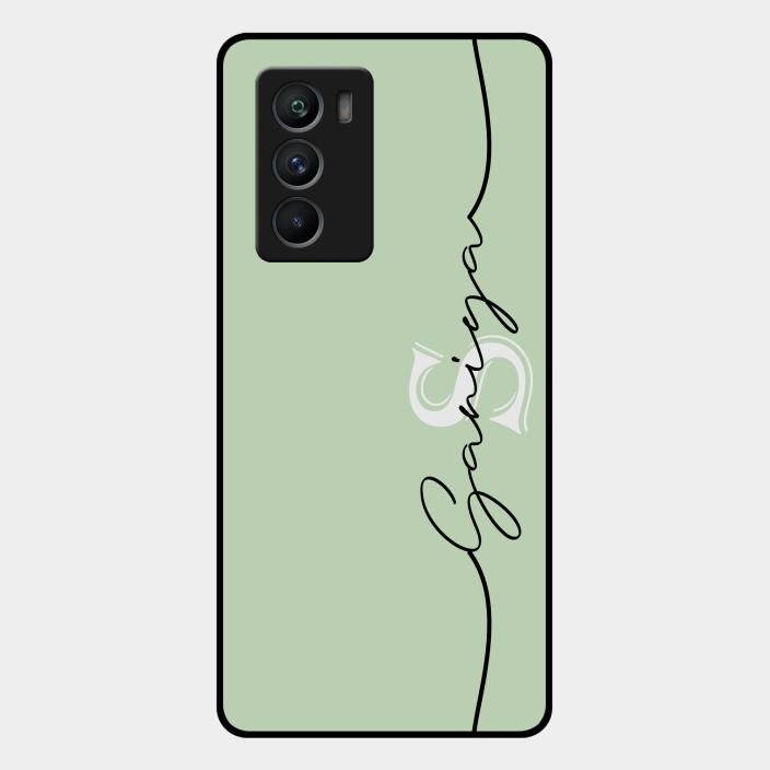 Personalized Initials Mint Green Glossy Metal Case Cover For Iqoo 9 Se 5G