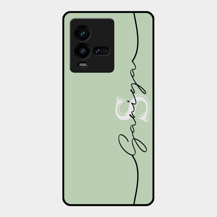 Personalized Initials Mint Green Glossy Metal Case Cover For Iqoo 9T 5G