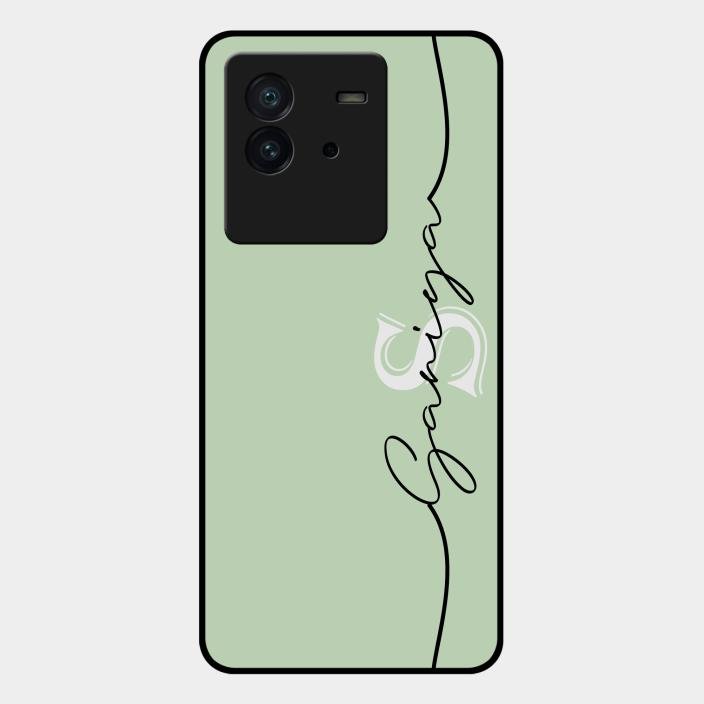 Personalized Initials Mint Green Glossy Metal Case Cover For Iqoo Neo 6 5G