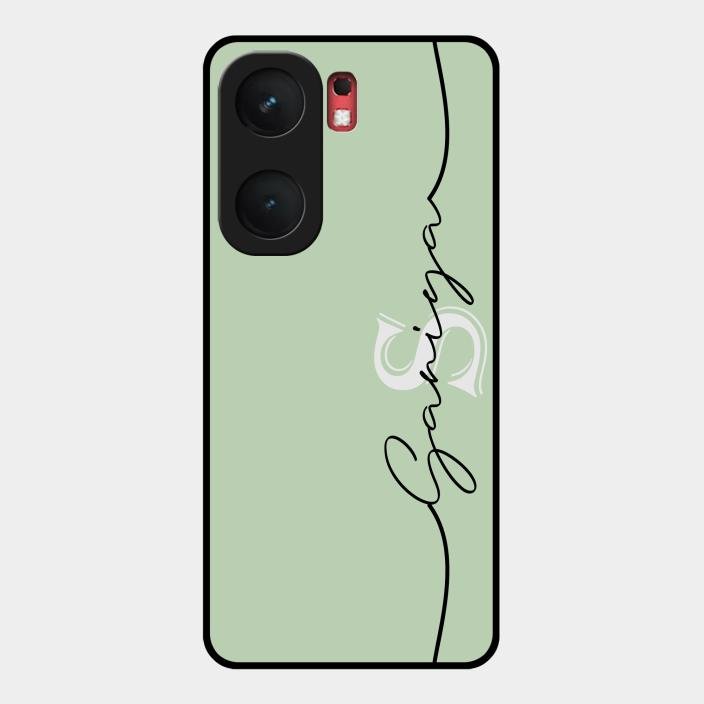 Personalized Initials Mint Green Glossy Metal Case Cover For Iqoo Neo 9 Pro 5G