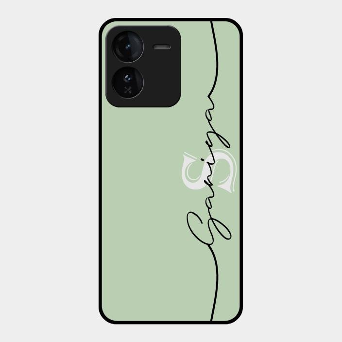 Personalized Initials Mint Green Glossy Metal Case Cover For Iqoo Z9 5G