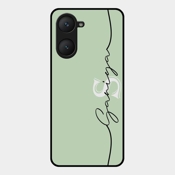 Personalized Initials Mint Green Glossy Metal Case Cover For Iqoo Z9 Lite 5G