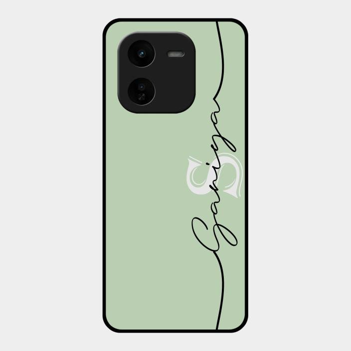 Personalized Initials Mint Green Glossy Metal Case Cover For Iqoo Z9X 5G