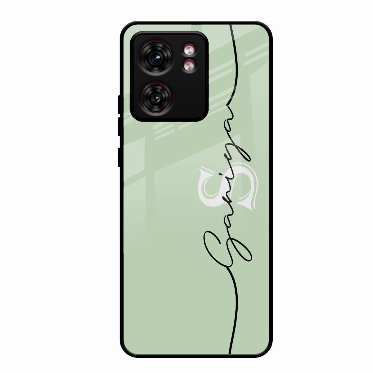 Personalized Initials Mint Green Glossy Metal Case Cover For Motorola Edge 40
