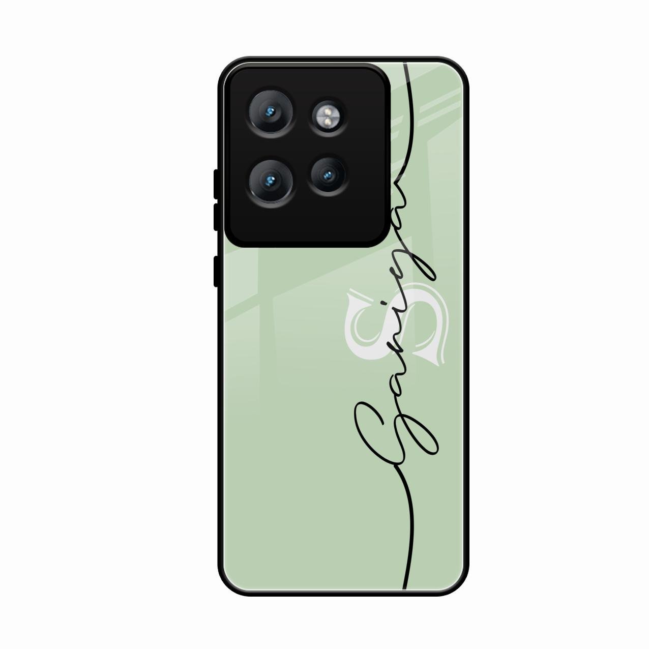 Personalized Initials Mint Green Glossy Metal Case Cover For Motorola Edge 50 Neo