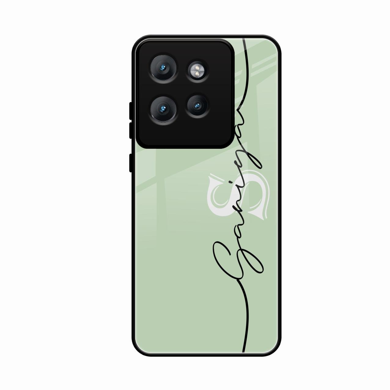 Personalized Initials Mint Green Glossy Metal Case Cover For Motorola Edge 50