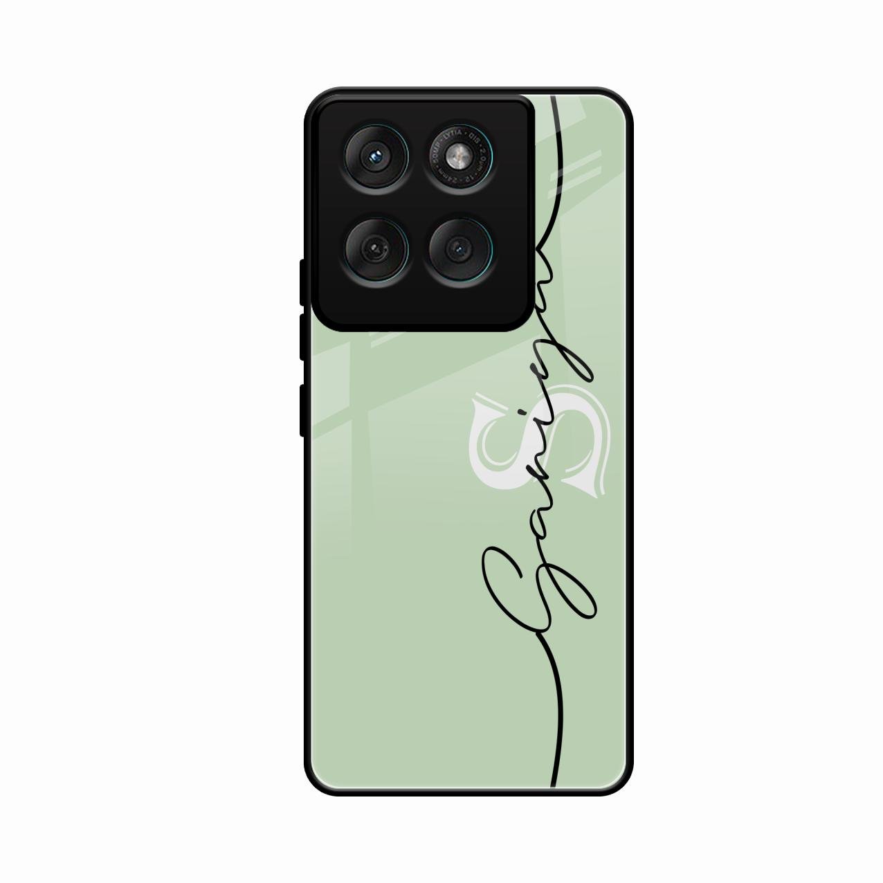 Personalized Initials Mint Green Glossy Metal Case Cover For Motorola Edge 60 5G