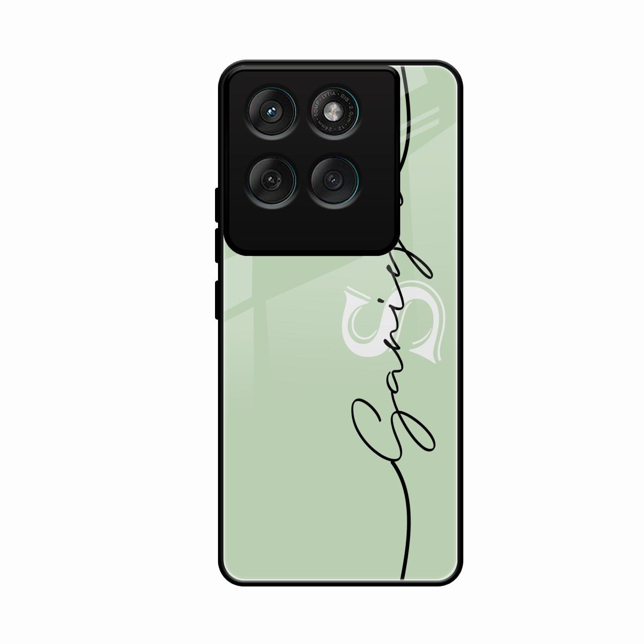 Personalized Initials Mint Green Glossy Metal Case Cover For Motorola Edge 60 Pro 5G