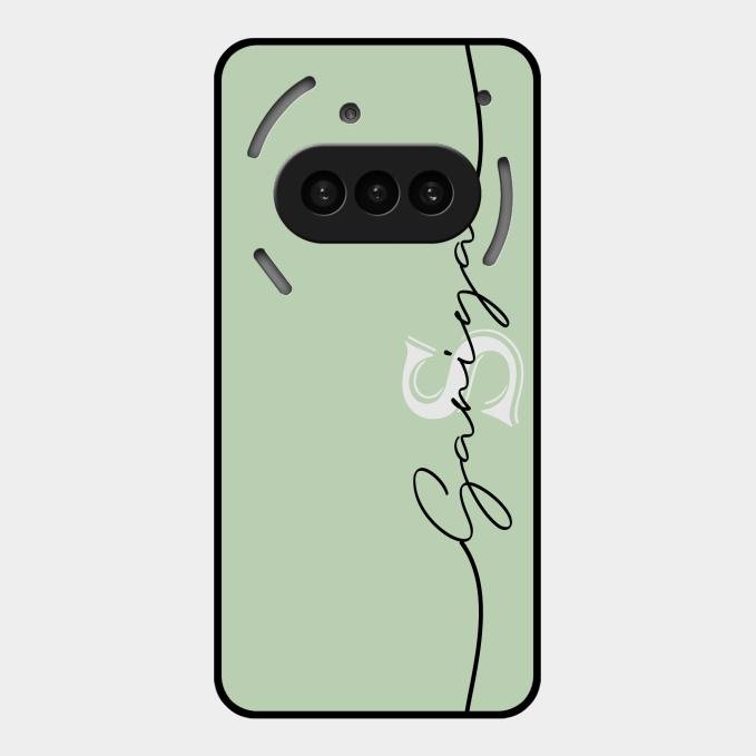 Personalized Initials Mint Green Glossy Metal Case Cover For Nothing Phone 3A 5G