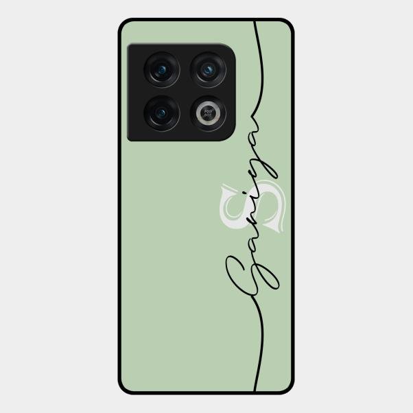 Personalized Initials Mint Green Glossy Metal Case Cover For Oneplus 10 Pro 5G