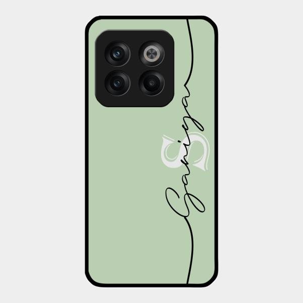 Personalized Initials Mint Green Glossy Metal Case Cover For Oneplus 10T 5G