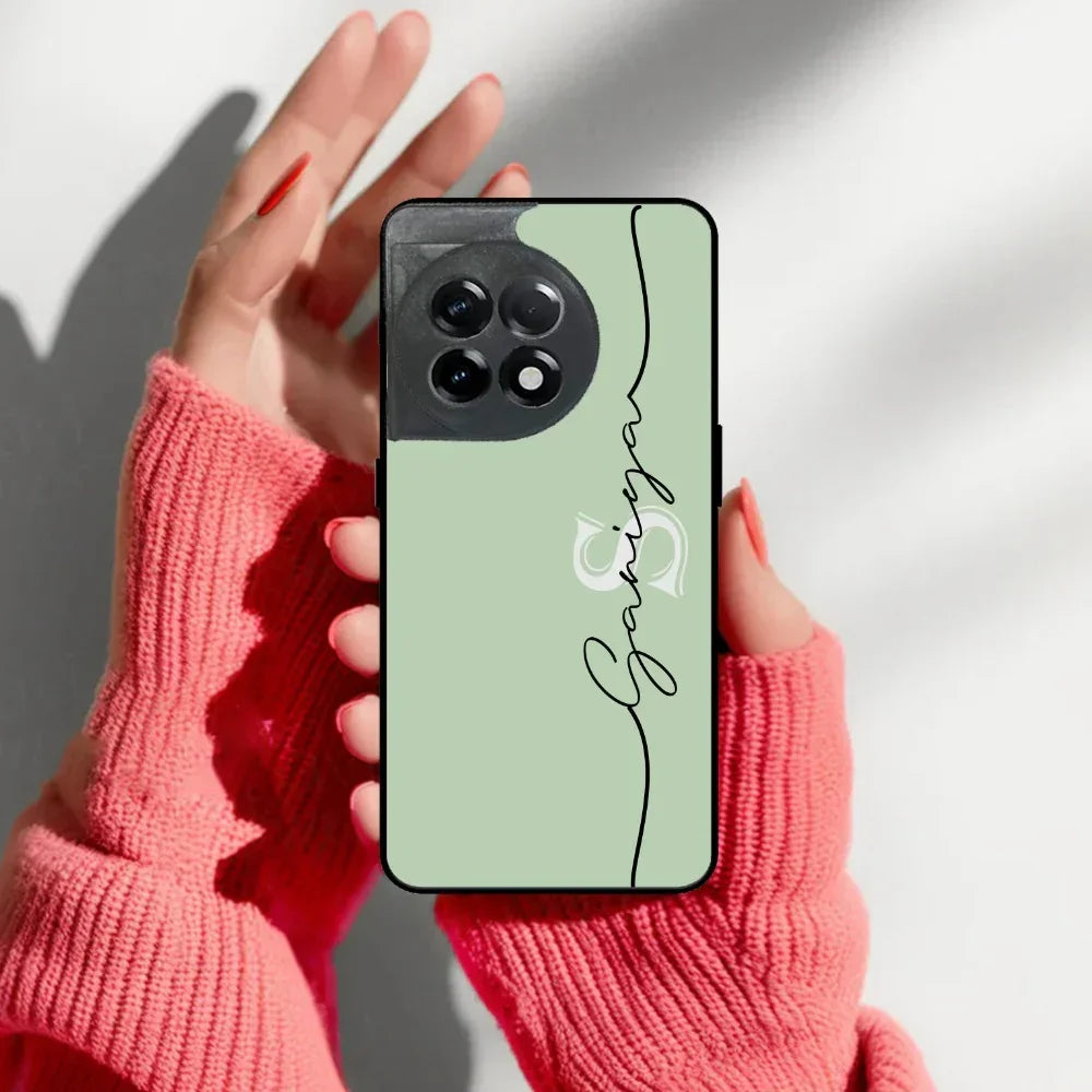 Personalized Initials Mint Green Glossy Metal Case Cover For OnePlus - ShopOnCliQ